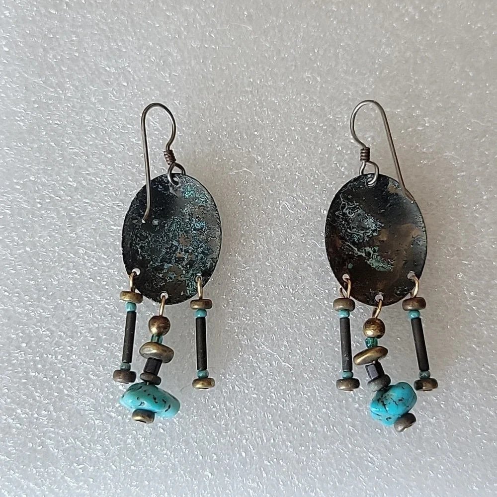 Beaded Turquoise Drop Earrings